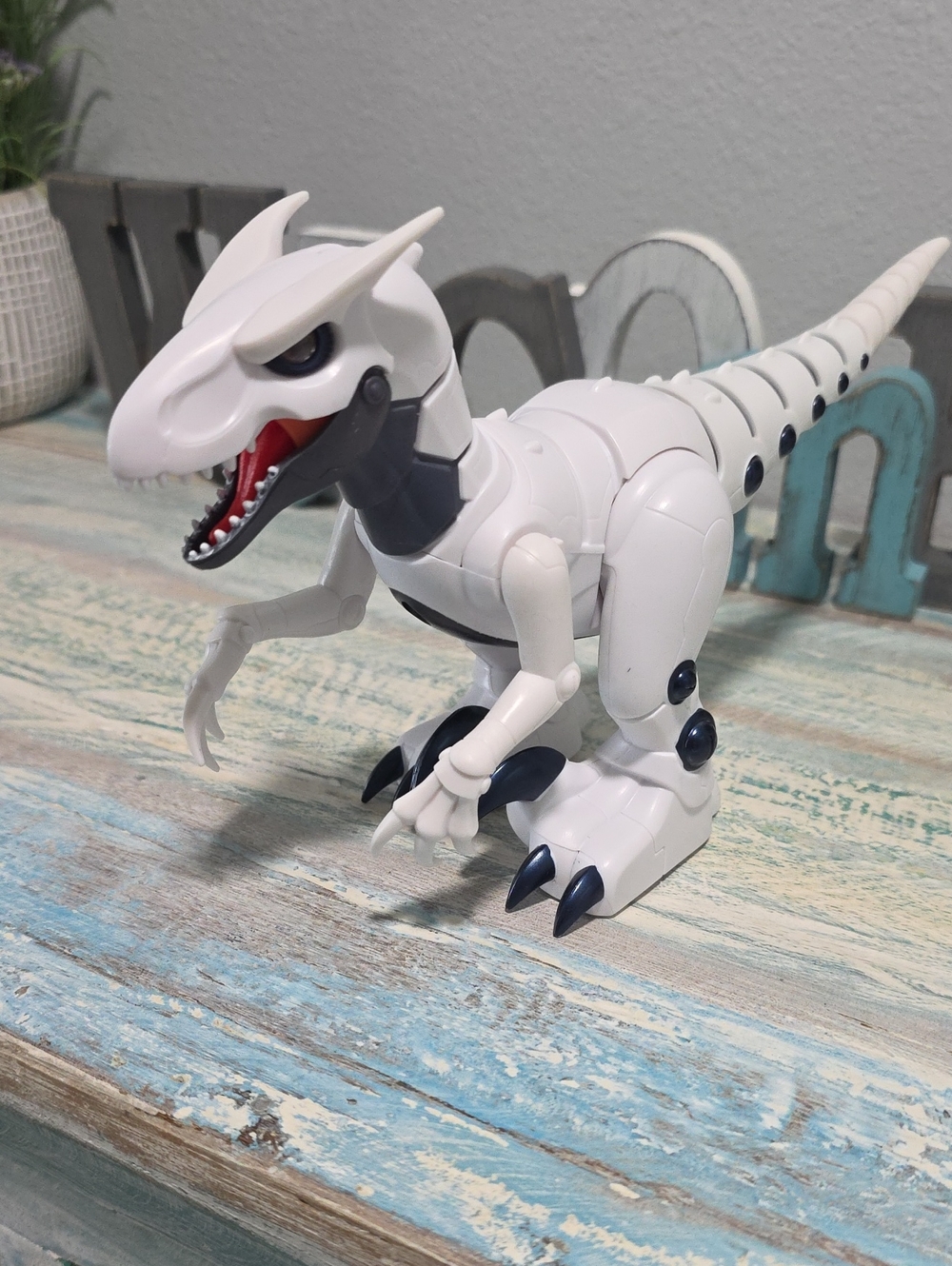 White Robotic Dinosaur Action Figure Toy